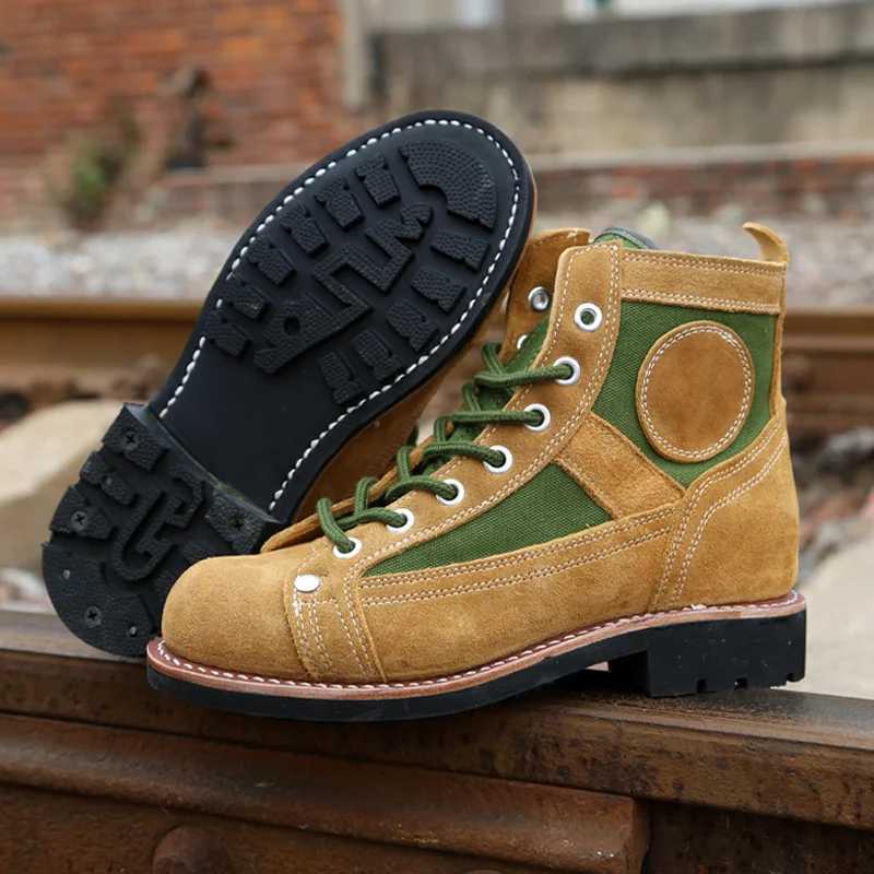 Goodyear Welted Cowhide Mens 65 Type Skydiving Boots Tooling Shoes Outdoor 91 Fight Training Hunting Military Hiking Sneakers C251014