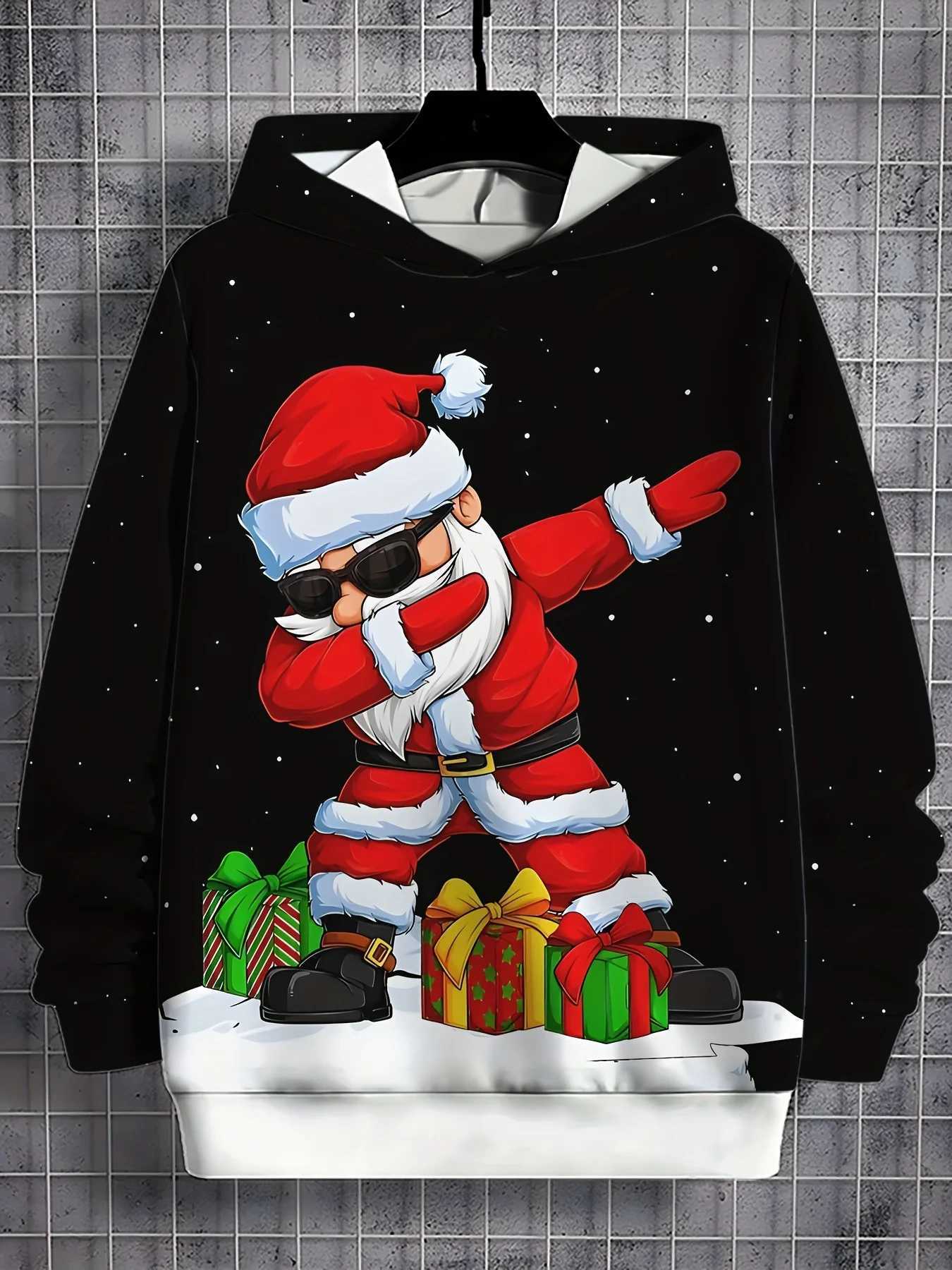 Fashion Mens Hooded 3D Christmas THeme Sweatshirt Autumn Winter Casual Fashion Drawstring Long Sleeve Sportwear Tops J251203