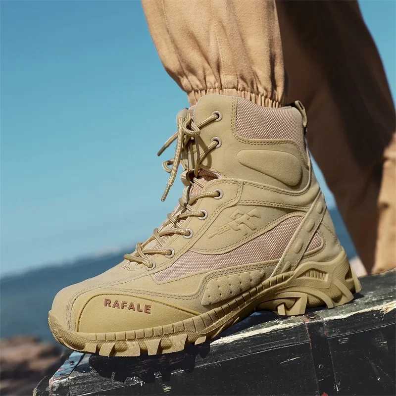 Mens Hiking Shoes Men Boots Hightop Desert Tactical Boots Outdoor Ankle Work Safty Sneakers C251014