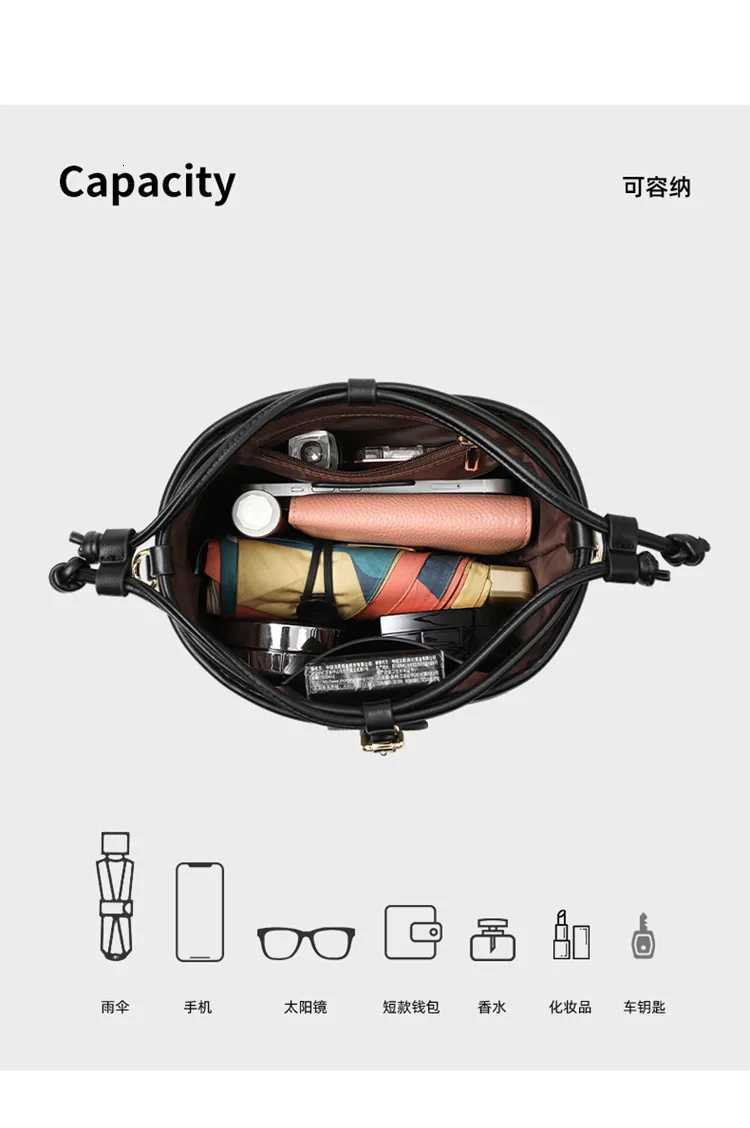 2025 Wens Genuine Leather Crossbody Bag Elegant Bucket Purse Luxury Shoder Bag for Wen Fiable Summer Cluh D251014