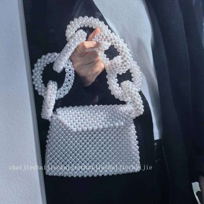 Top-Handle Party Dinner Evening New Fashion Handbag Bags For Women Clutch Handmade Beaded Bag Female Purse End Product Suotong251014