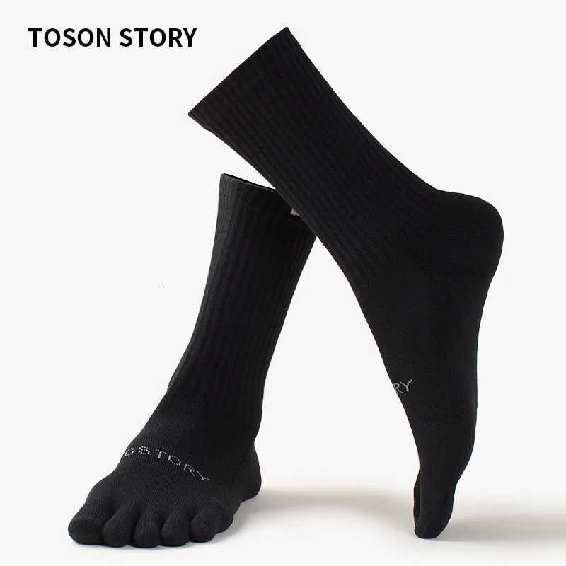 Mens Sports Five Finger Cotton Socks Sweat Absorption Antiodor Autumn Winter Towel Base Terry Long Tube Split Toe Socks Z251014