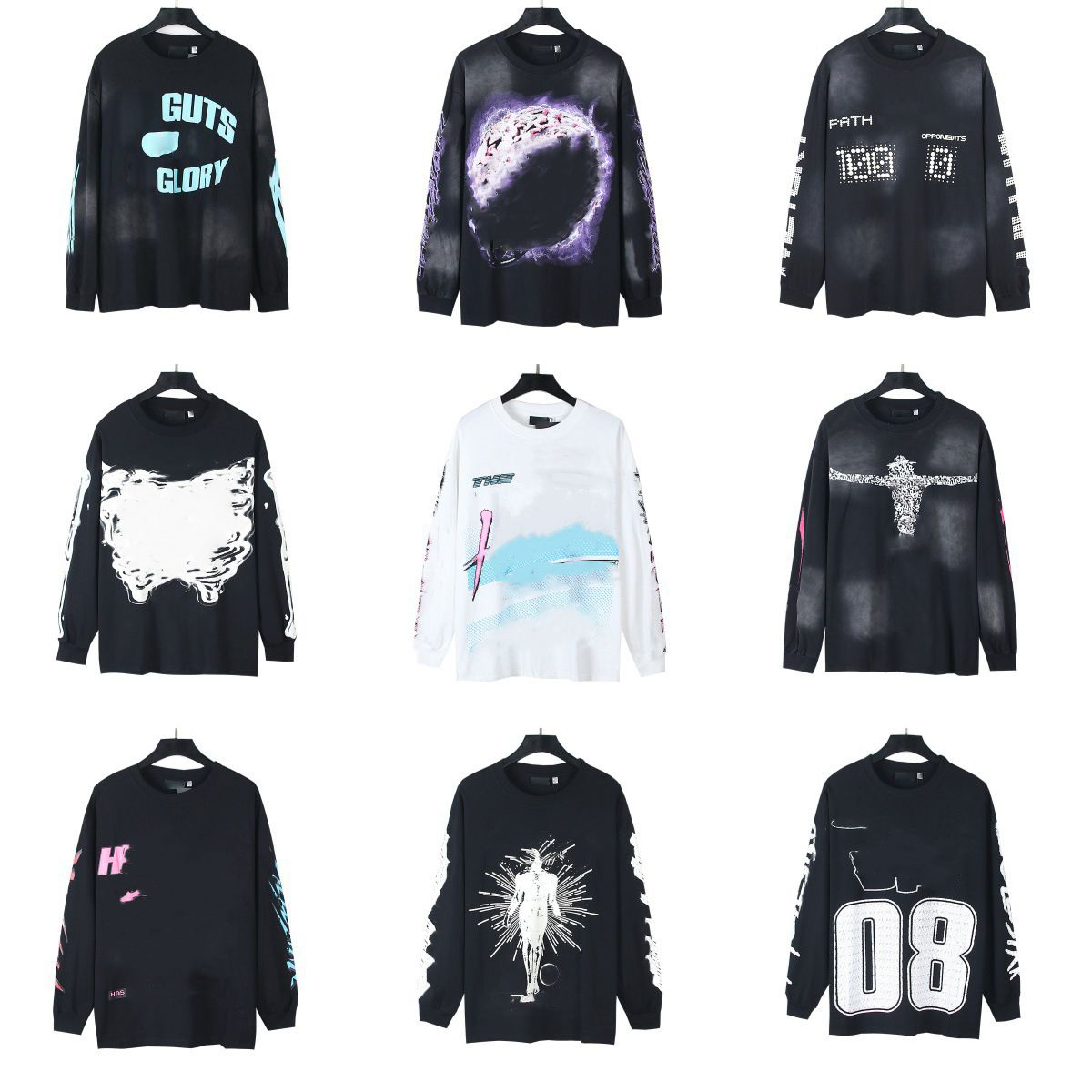 Designer Mens T Shirt Graphic Print High Street Vintage Spring Autumn Mens Womens Casual Loose Long Sleeve Shirts