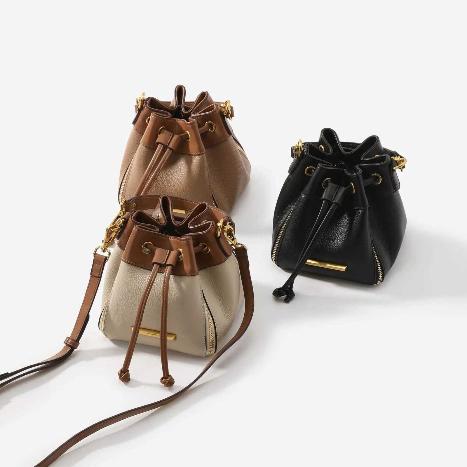 2025 Designer New Fi Fem Shoder Cross Body Bags Cowhide Short Handle bag Genuine Leather Wen Small Bucket Bags D251014