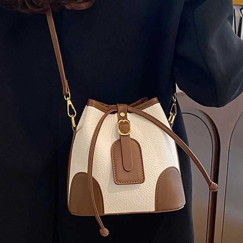 Wen Drstring Bucket Bags 2025 Summer Trendy Ctrast Color Crossbody Bag Korean Style Cmuting e Shoder Bags D251014