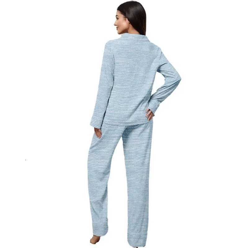 Womens Long Sleeve Pajamas Set Autumn Button Top And Long Pants Sleepwear 2 Piece Set For Women Casual Homewear SetT251014