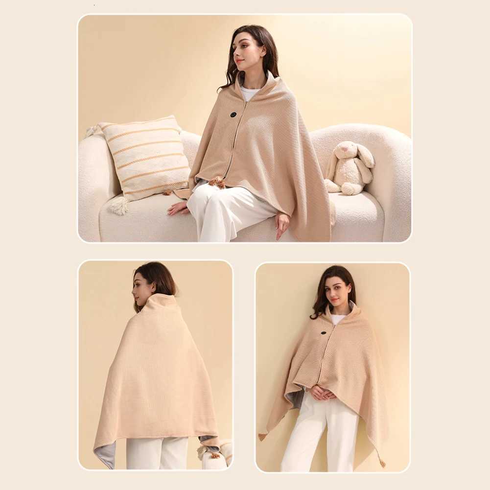 Wearable USB Electric Heated Blanket 3 Heating Levels Portable Body Warmer Blanket with 10000mAh Power Bank for Home Office Y251014