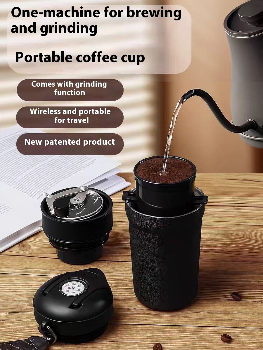 Crank Portable Hand Brew Cup Integrated Machine Dormitory Outdoor Coffee Grinder