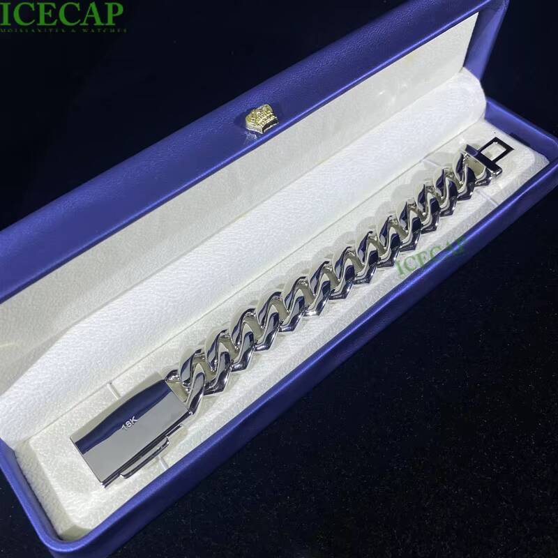 Mens 925 Sterling Silver Cuban Link Chains Bracelet VVS Iced Baguette Hip Hop Style Moissanite Miami Passes Diamond Tester