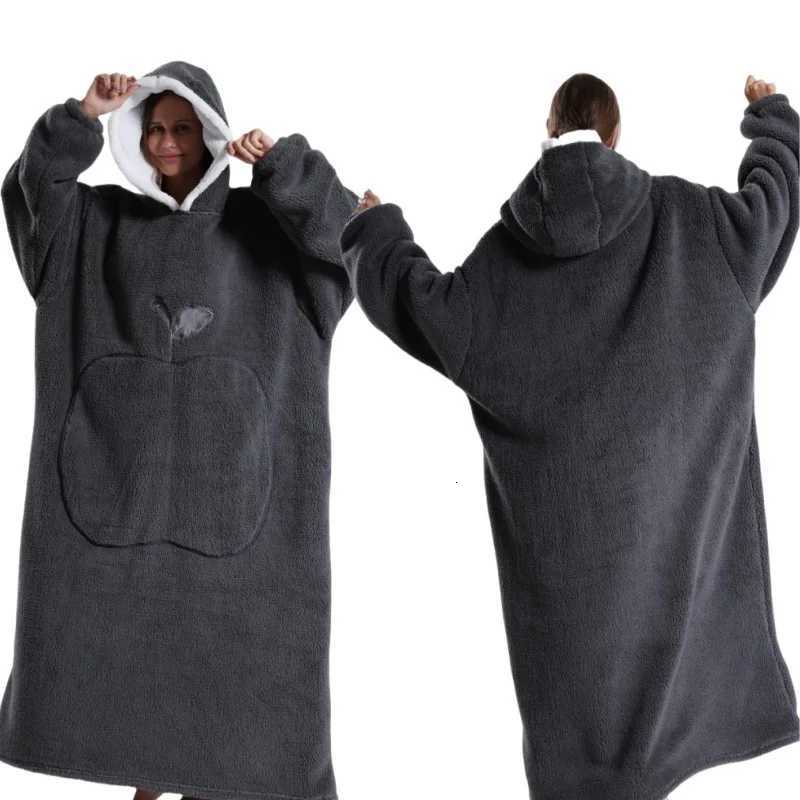 Winter Hoodies Sweatshirt Women Men Pullover Fleece Giant TV Oversized Blanket with Sleeves Long Flannel Apple Sherpa Blanket Y251013
