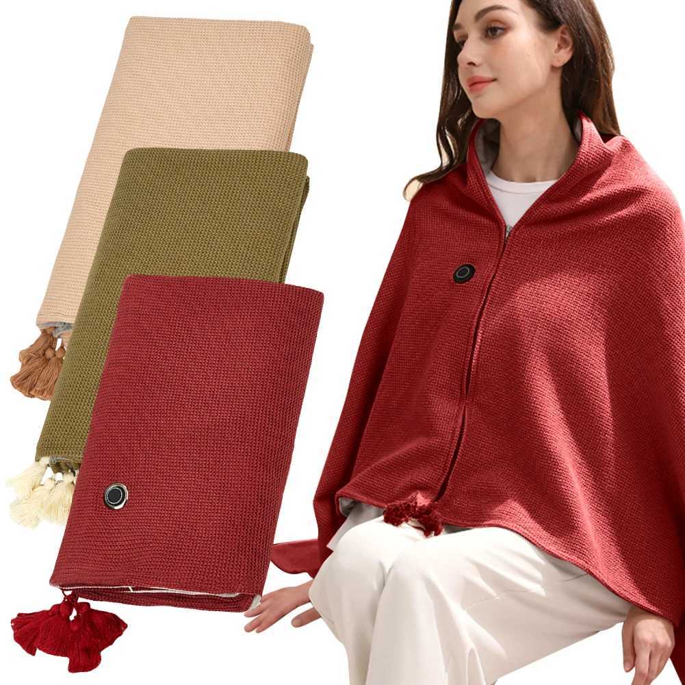 Wearable USB Electric Heated Blanket 3 Heating Levels Portable Body Warmer Blanket with 10000mAh Power Bank for Home Office Y251014