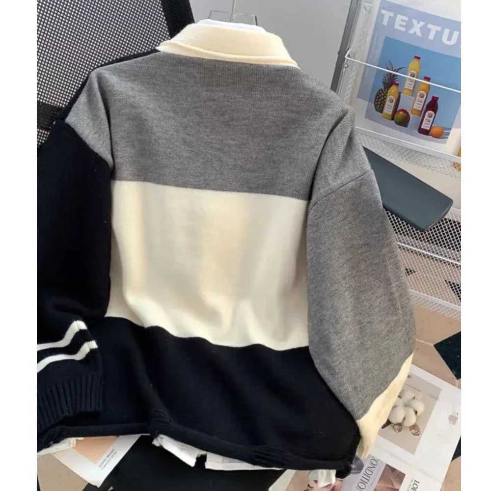 Womens Autumn Winter Personality Patchwork Star Sweater Cardigan Lady Casual Loose VNe Knitted Jaets New Coat Kntwear Top W251014