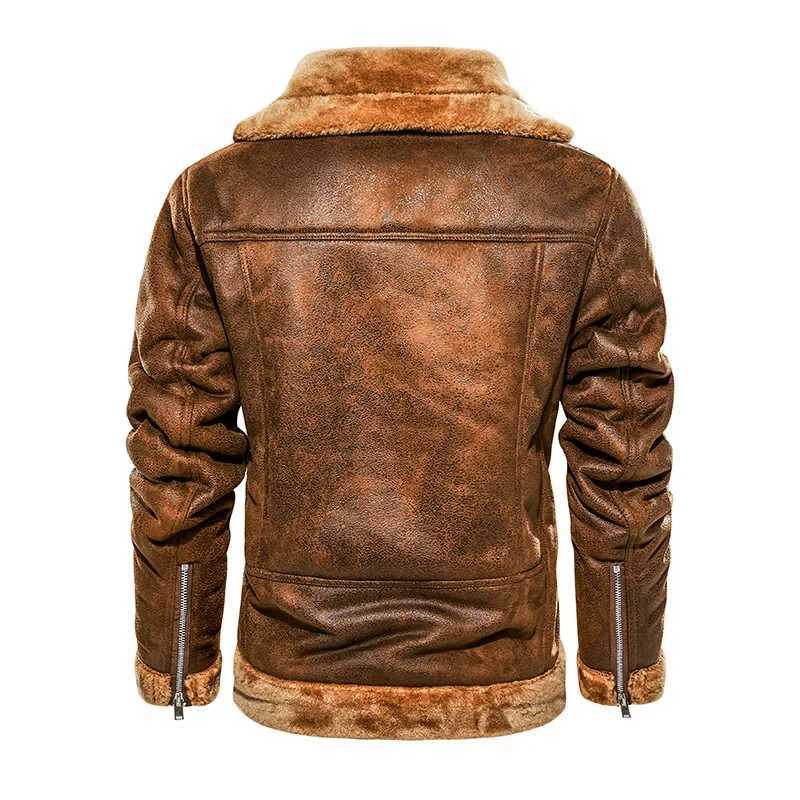 Winter Lapel LeaTHer JaCKet Plush THiCK Coat Mens Motorcycle JaCKet Korean Street Fashion Mens JaCKet Men J251014