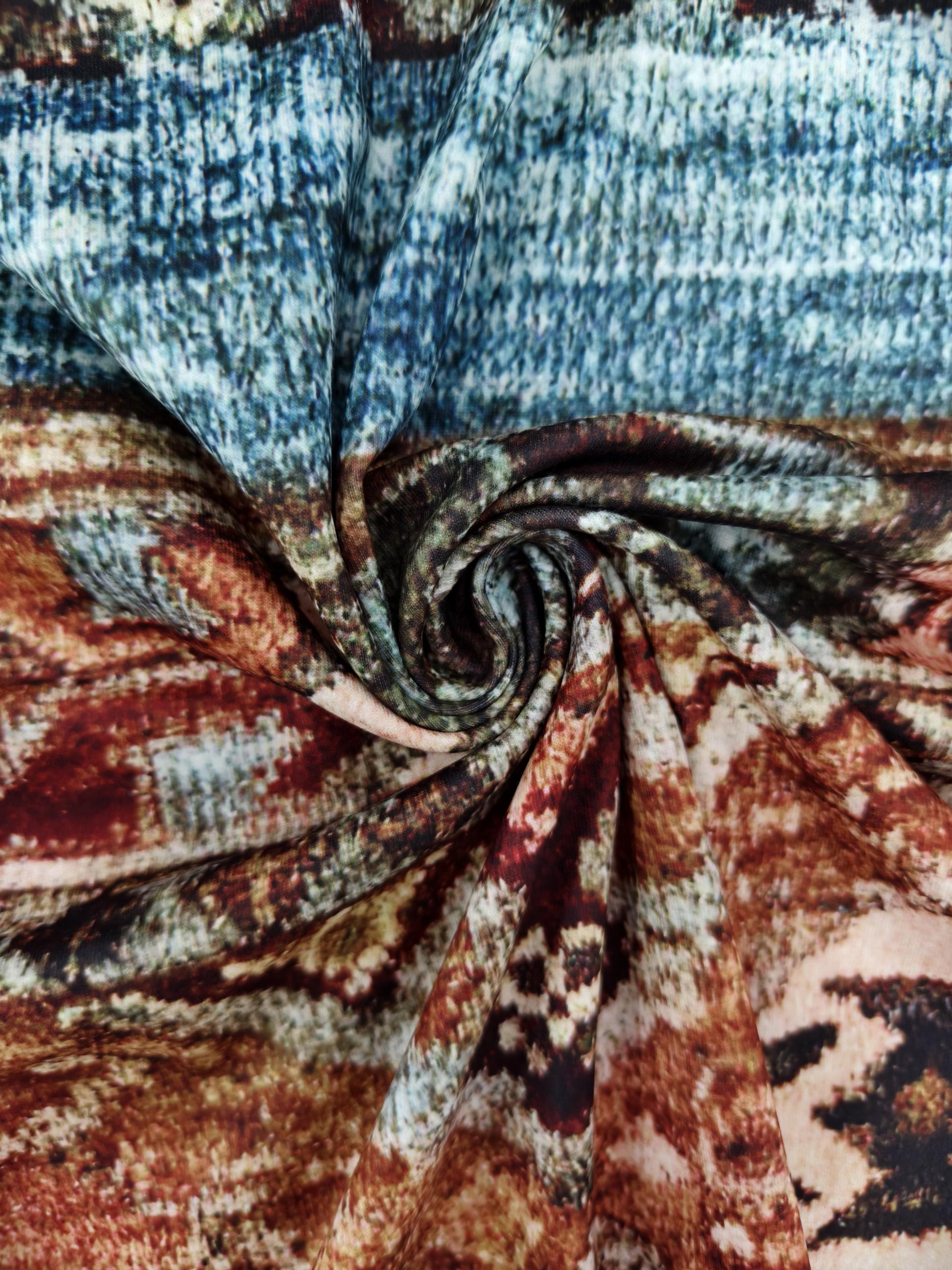 Women's Autumn Winter Ethnic Retro All-Over Printed Long-Sleeve Crew Neck Elegant Midi Dress-CF56358