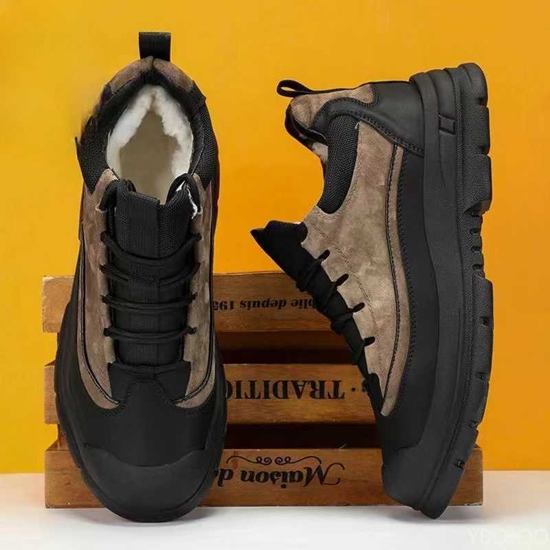 Casual comfortable snow boots men winter warm high top cotton shoes outdoor fashionable versatile anti slip workwear boots C251014