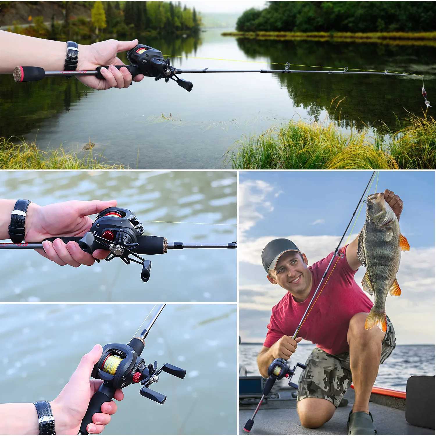 Sougayilang Baitcasting Fishing Rod and Reel Full Kit 5Section Rod and Aluminium Spool Reel for Freshwater Bass Fishing Set Y251014