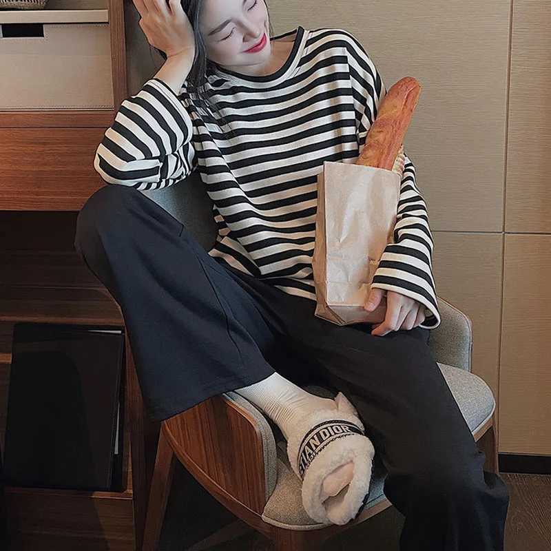 2Pcsset Womens Pajamas Homewear Autumn and Winter Long Sleeve Long Pants Cartoon Cute Large Size 2xl Round Neck Set Student PaT251014