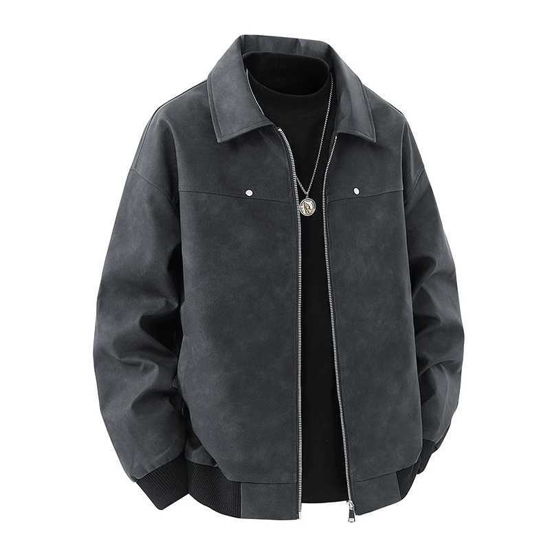 NEW Trendy Casaul Jacket Mens PU Leather Jacket Mens Baseball Collar Casual Motorcycle J251014