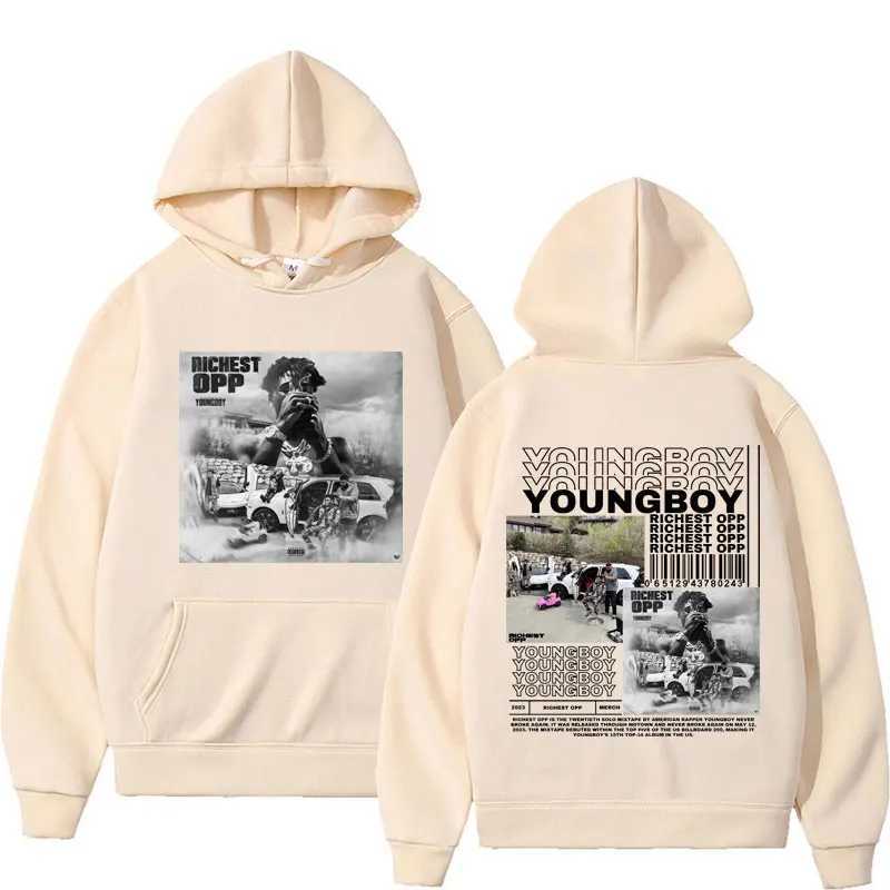 Autumn and winter mens hooded sweatshirt rapper YoungBoys 2023 new album pictures and text retro sweatshirt sweater J251203