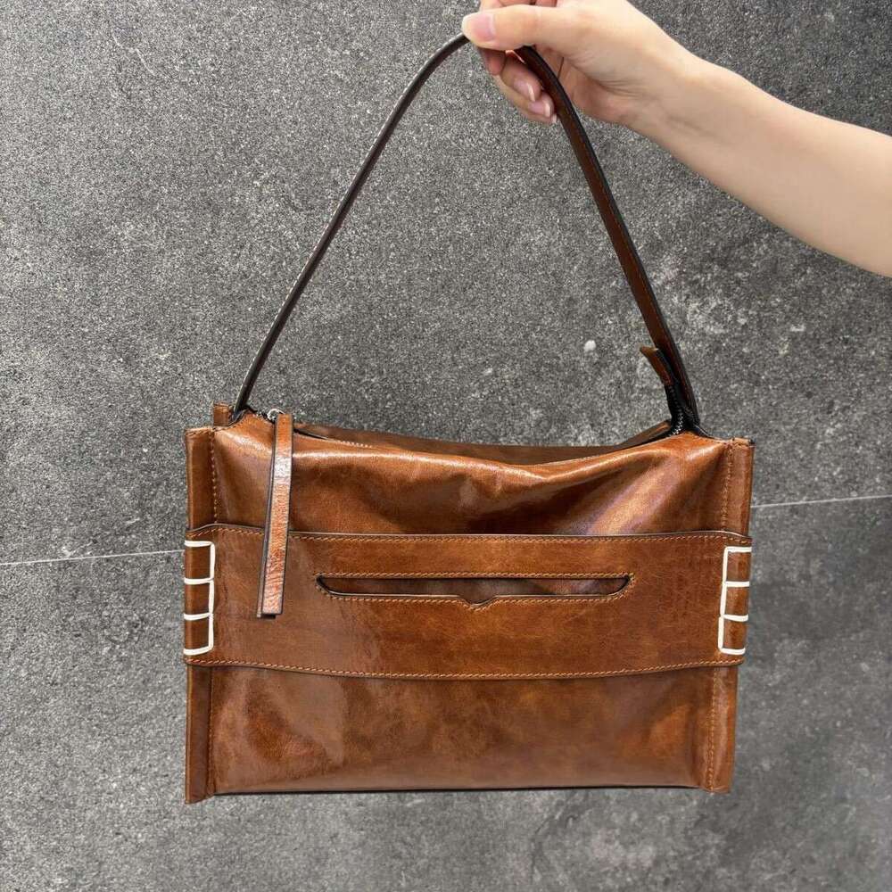 Luxury bag Niche Designer Genuine Leather Tote Large Capacity High End Feel Underarm Top Layer Cowhide Pillow Bag Crossbody for Women