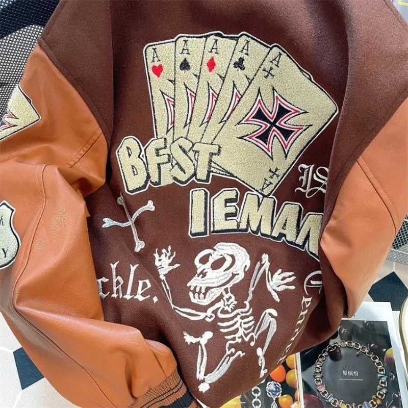 American New Retro Letter Flocking Splicing Jacket Female Y2K High Street Fashion Hiphop Loose Tooling Baseball Uniform Jacket J251014