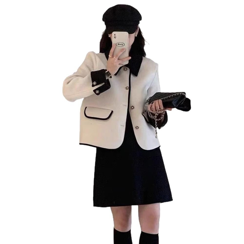 2025 design autumn and winter new top social style women's double-sided cashmere jacket designer jacket petite short wool jacket luxurious high-e