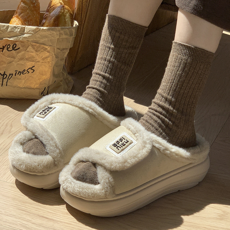 New Versatile Velcro Cotton Slippers Women's Winter Home Fleece Warm and Comfortable Thick-soled Non-slip Enhanced Cotton Slippers
