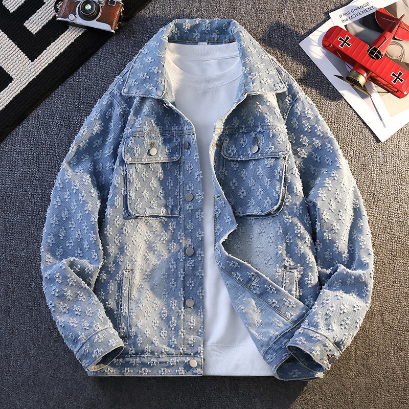 European light luxury fashionable jacket for men's 2025 autumn new design arrival casual denim jacket