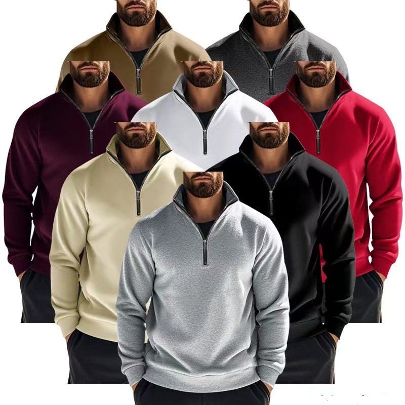 Men's Hoodies Quarter Zip Up Sweaters Slim Fit Lightweight Mock Neck Pullover Casual Half Turtleneck Knitted Outdoor Streetwear