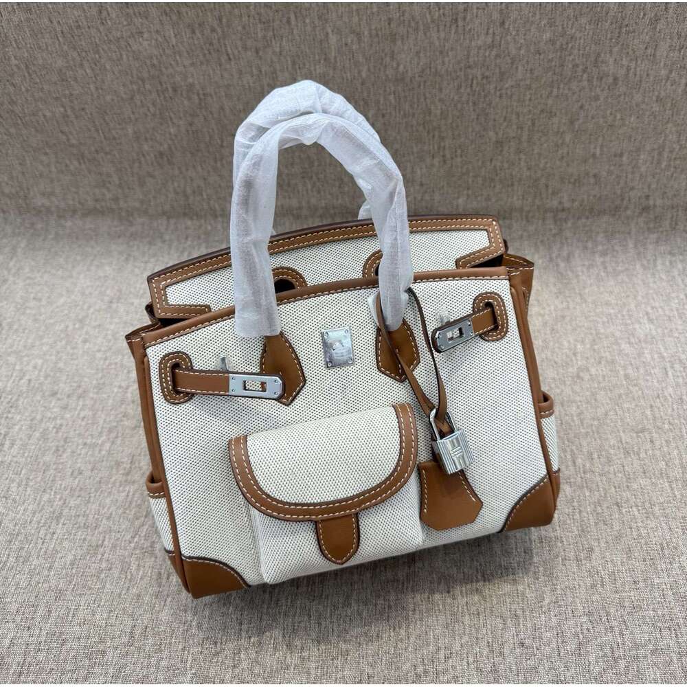Luxury bag Fashion Top Layer Swift and Canvas Women s BK Cargo Genuine Leather Handbag Casual Bag Trendy