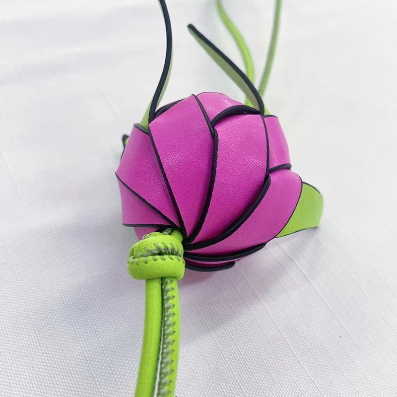 Cowhide Decorative Pendant Creative Bag Accessories Handwoven Genuine Leather Dragon Fruit Pendant Bag Simulated Bag Charms 251011