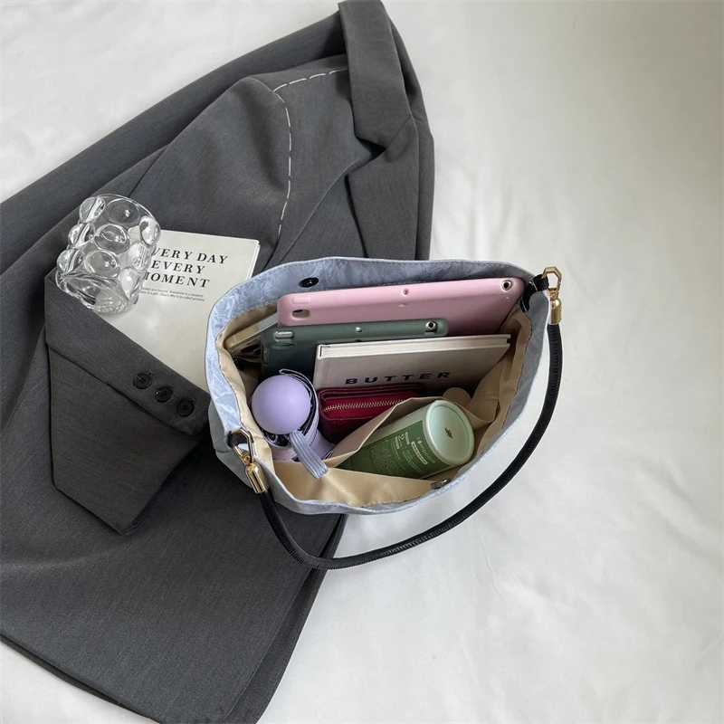 Wens Elegant Shoder Bag Soft Soild Color Bucket Bags Underarm Pack Fem Casual Large Cmute Tote Crossbody Bag D251014