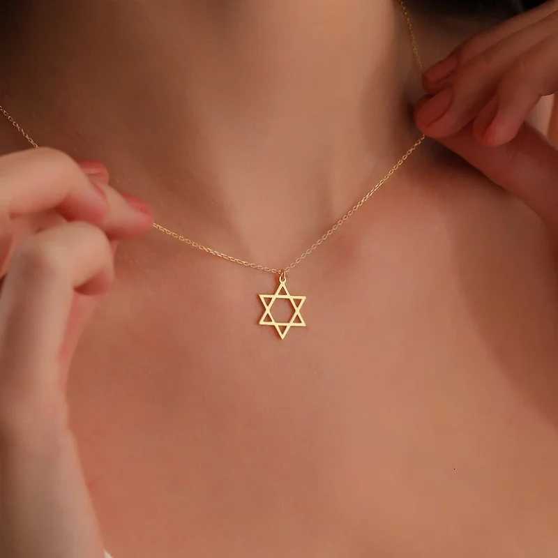 Trendy Star of David Pendant Necklace for Women Stainless Steel Je Symbols Necklace Mens Religious Amulet Jewelry GiftsT251014