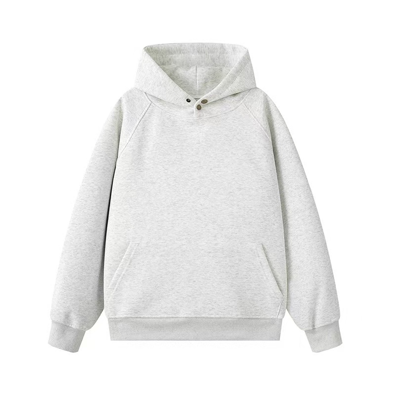 The 480-gram men's hooded solid-color sweatshirt is loose and casual