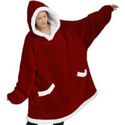 2024 Cross border Lazy Hoodie Womens Warm Clothes Lamb Fleece TV Blanket Hugging Hoodie TV Anti Cold Clothing Y251013