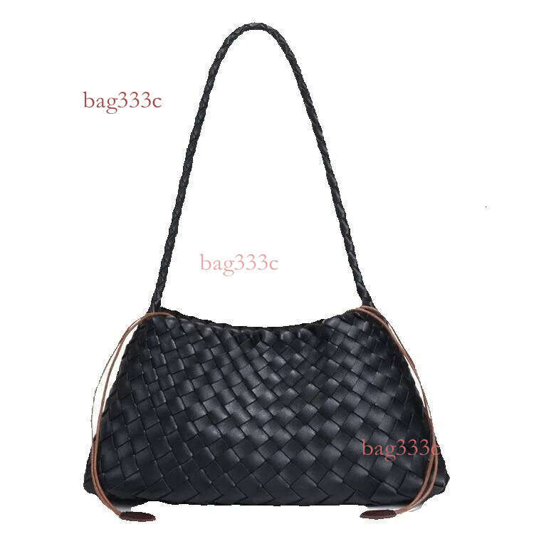 Hand-Woven Handheld Vegetable Basket Bag Fashion Single-Shoulder Handbag For Women Cowhide Woven Bag