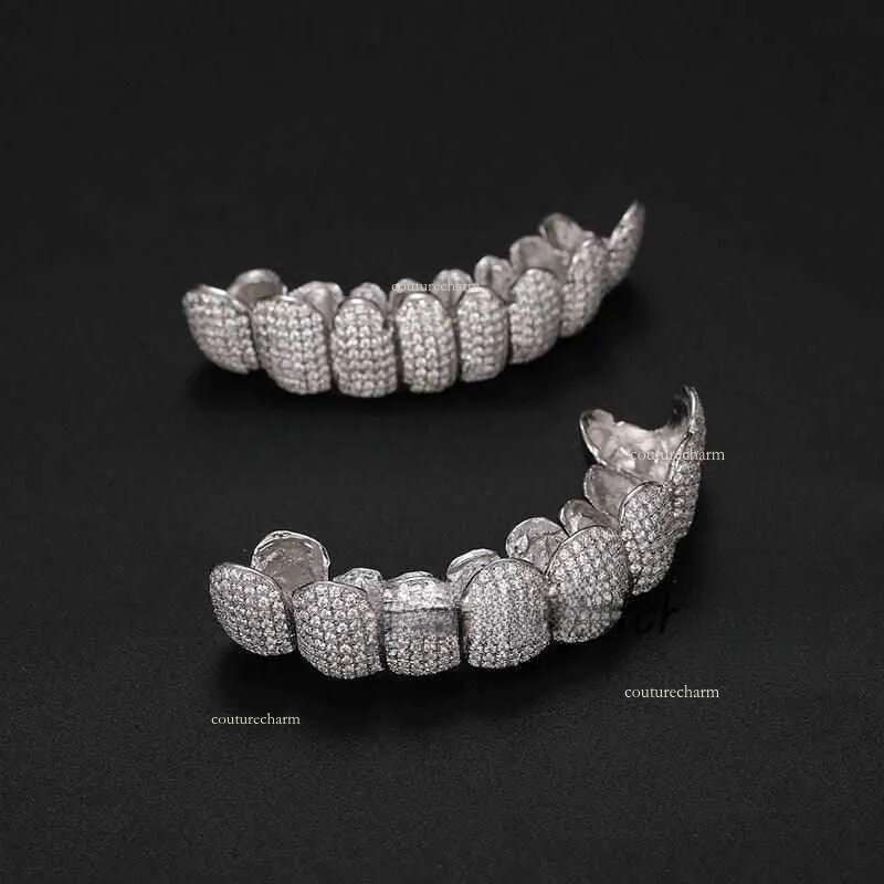 Custom Hiphop VVS Moissanite Lock Shape Honeycomb Teeth Sterling Sier Dazzling Grillz