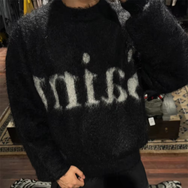 Oversized Sweater Men Women High Quality Crewneck Knit Sweatshirts
