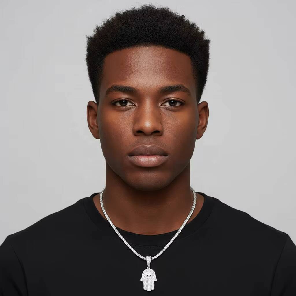 GRA D Color Iced Out 925 Sterling Silver Evileye Hamsa Hand Pendant Jewelry Moissanite Diamond Pendant Pass Diamond Tester