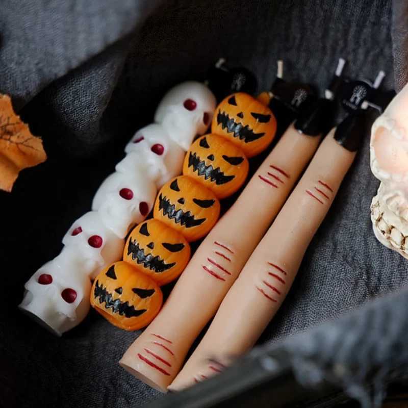 1pc Halloween Pumpkin Candle Finger Skull Head Scented Candle Party Decoration Ornament Gift Photography Prop C251015