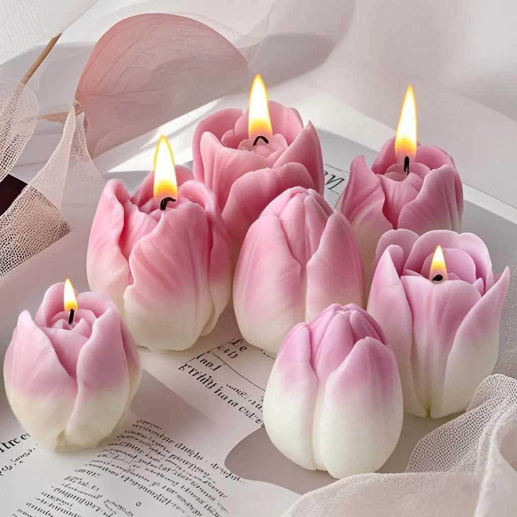 Tulip Candle Holder Silicone Mold for Candles and Diffuser Stones DIY Flower Shaped Resin Craft Kit Wedding Favor Gift Deco Supp C251015
