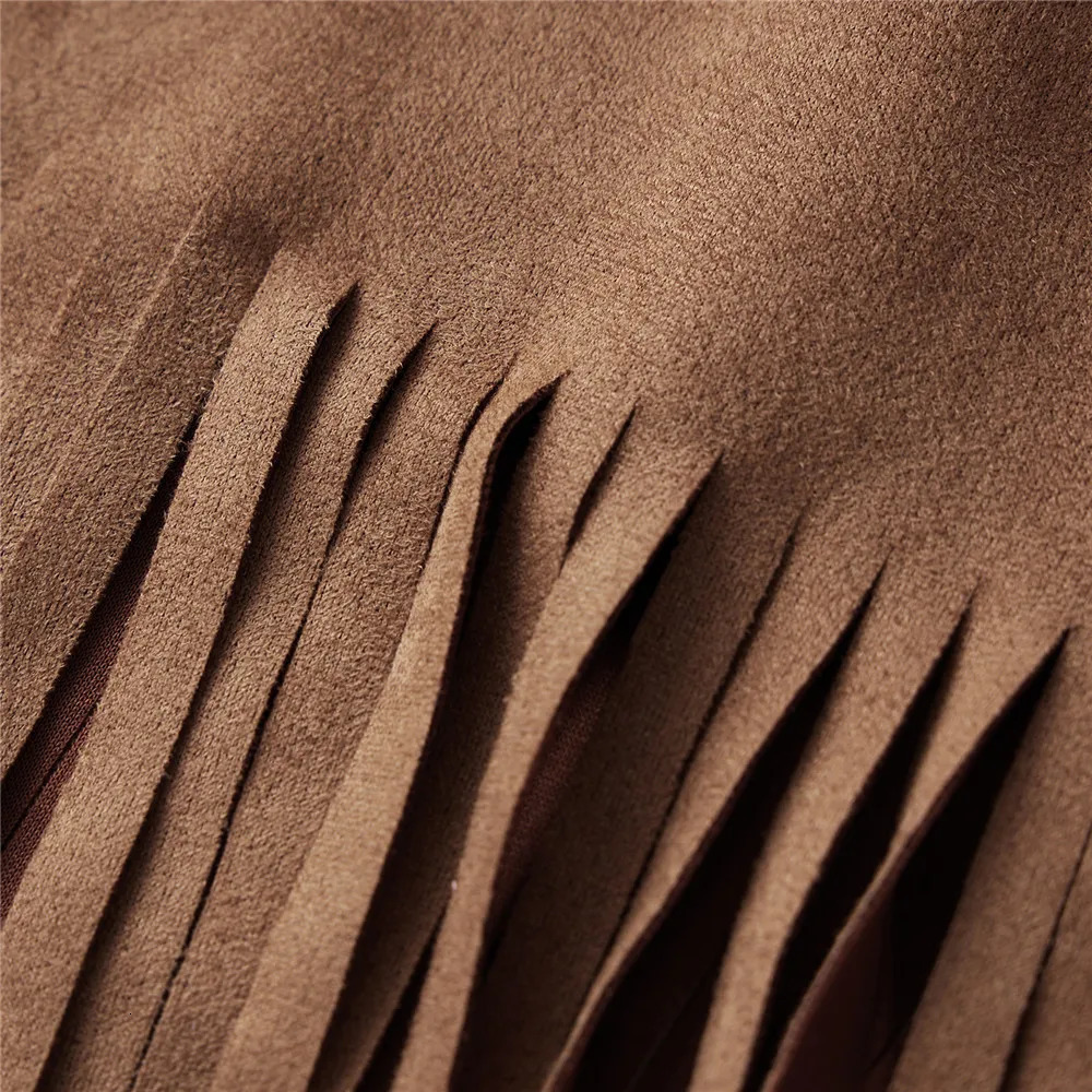 Women Vintage Sleeveless Faux Suede Fringe Vest Rivets Leather Western Boho Tassel Jacket Open Front Hippie Cardigan 2025 251008