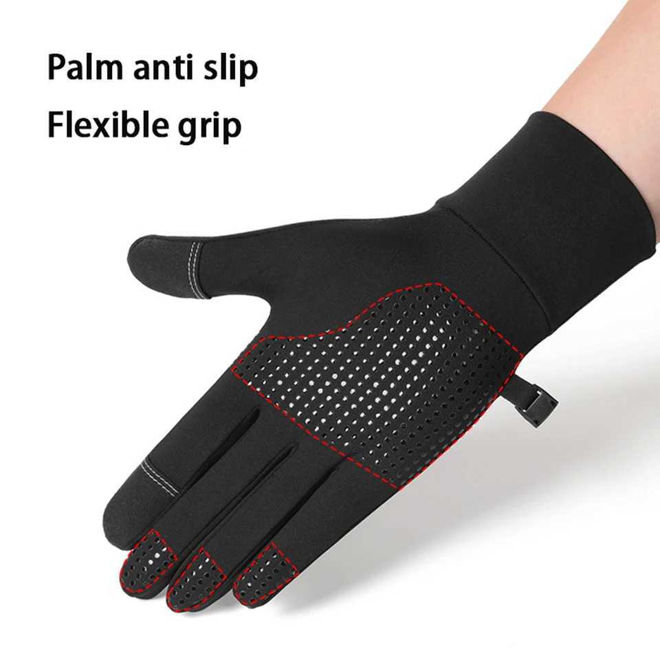 Bicycle Outdoor Gloves Mens Black Winter Touch Screen Compatible Anti Slip Warm Thick Gloves Outdoor Running Gloves Equipment C251015