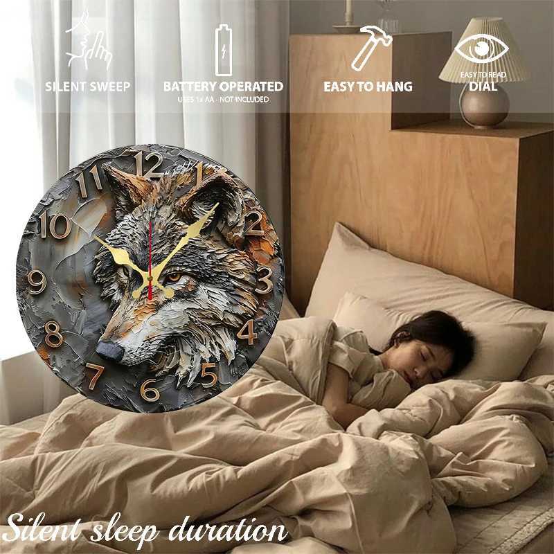 Fox Artistic Wooden Round Silent Hanging Wall Clock Suitable For Living Room Office Study Room Bedroom Home Decoration C251015