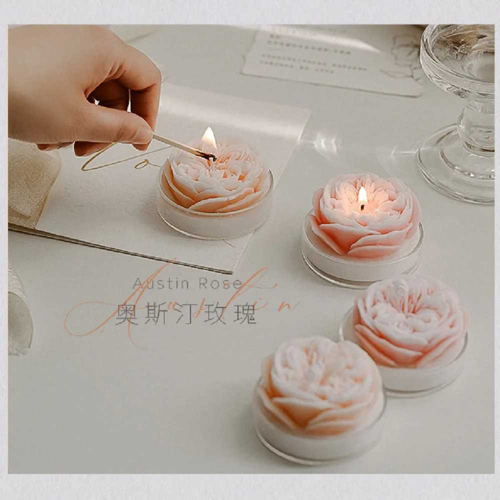 Rose Scented Candle Soy Wax Flower Aromatherapy Scented Candle for Valentines Day Birthday Wedding Gifts Home Decoration Candle C251015