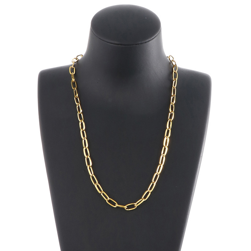 Fashion Minimalist Stainless Steel Oval Necklace Womens Collarbone Chain Jewelry 250916