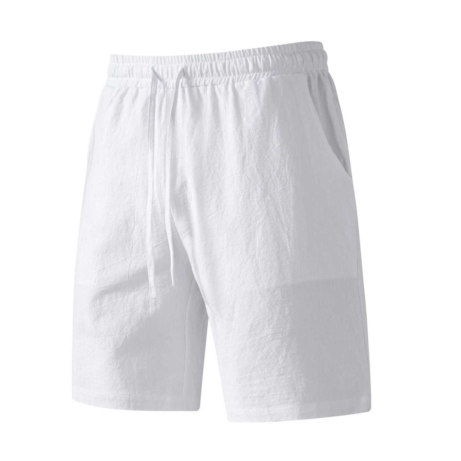 New Mens Summer Shorts with Pockets and Laces Solid Color Cotton and Linen Comfortable Breathable Outdoor Fashion BreathableT251015