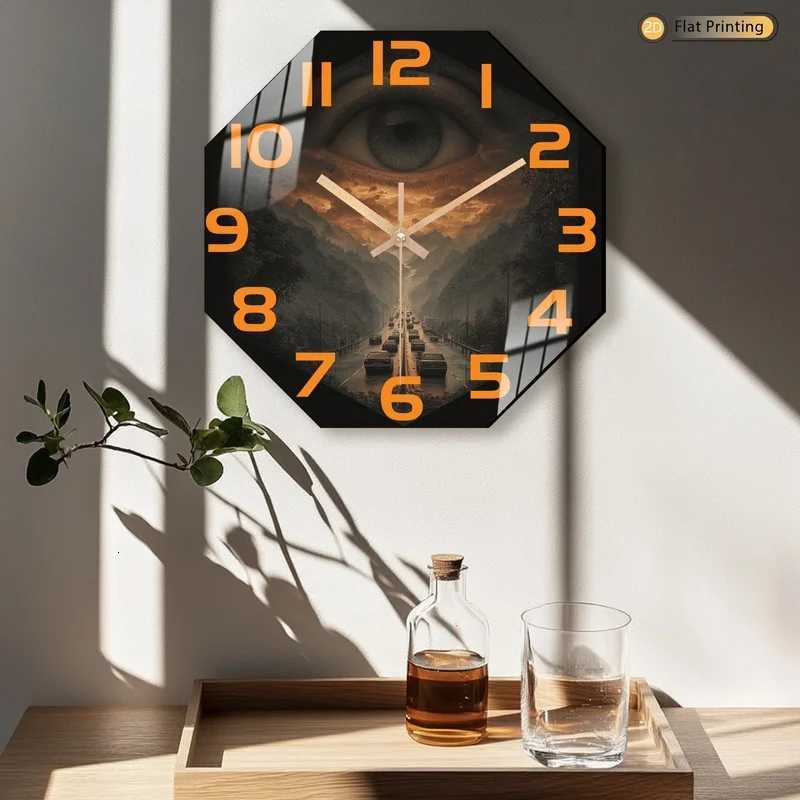 1pc Rich in Eye Mountain Roadscape Octagonal Wall Clock for Living Room and Office Ideal Christmas and New Year Gifts C251015