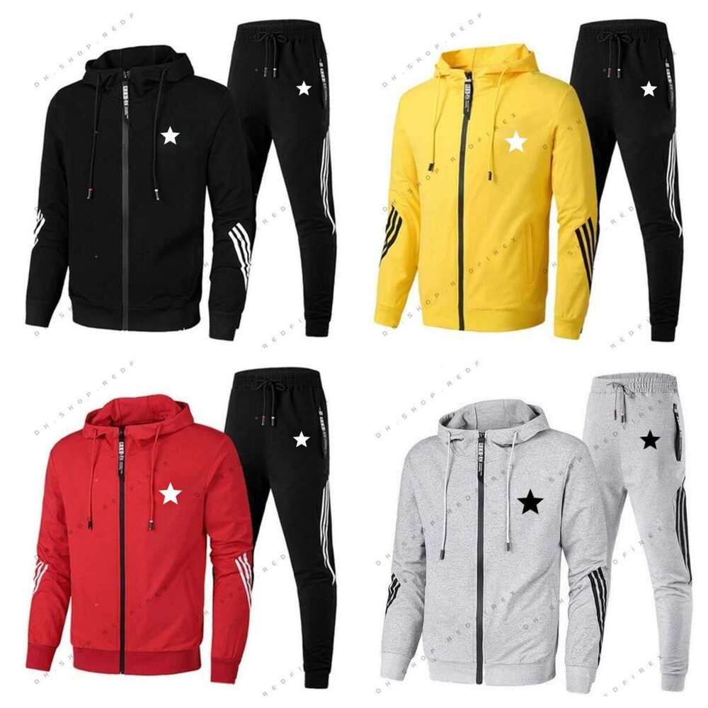 underamour 2 piece Men Tracksuits Autumn Winter Multi-pocket Zipper Long sleeved Hoodie Sports Leisure Pants Fitness Suit Mens Hooded jacket sweatshirt 7B