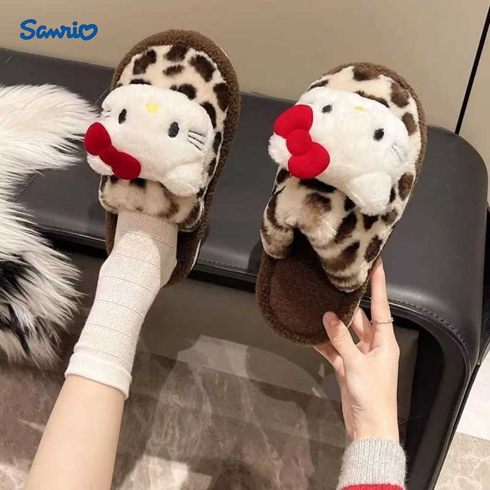 Sanrio Hello Kitty Slippers Anime KT Cat Kawaii Cute Home Plush Slippers Anime Fashion Casual Outdoor Ladies Slippers Girl Gift L251015